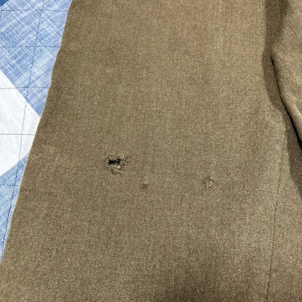 True Vintage 50s Military Wool Trousers Olive Drab Button Fly Suspender Buttons